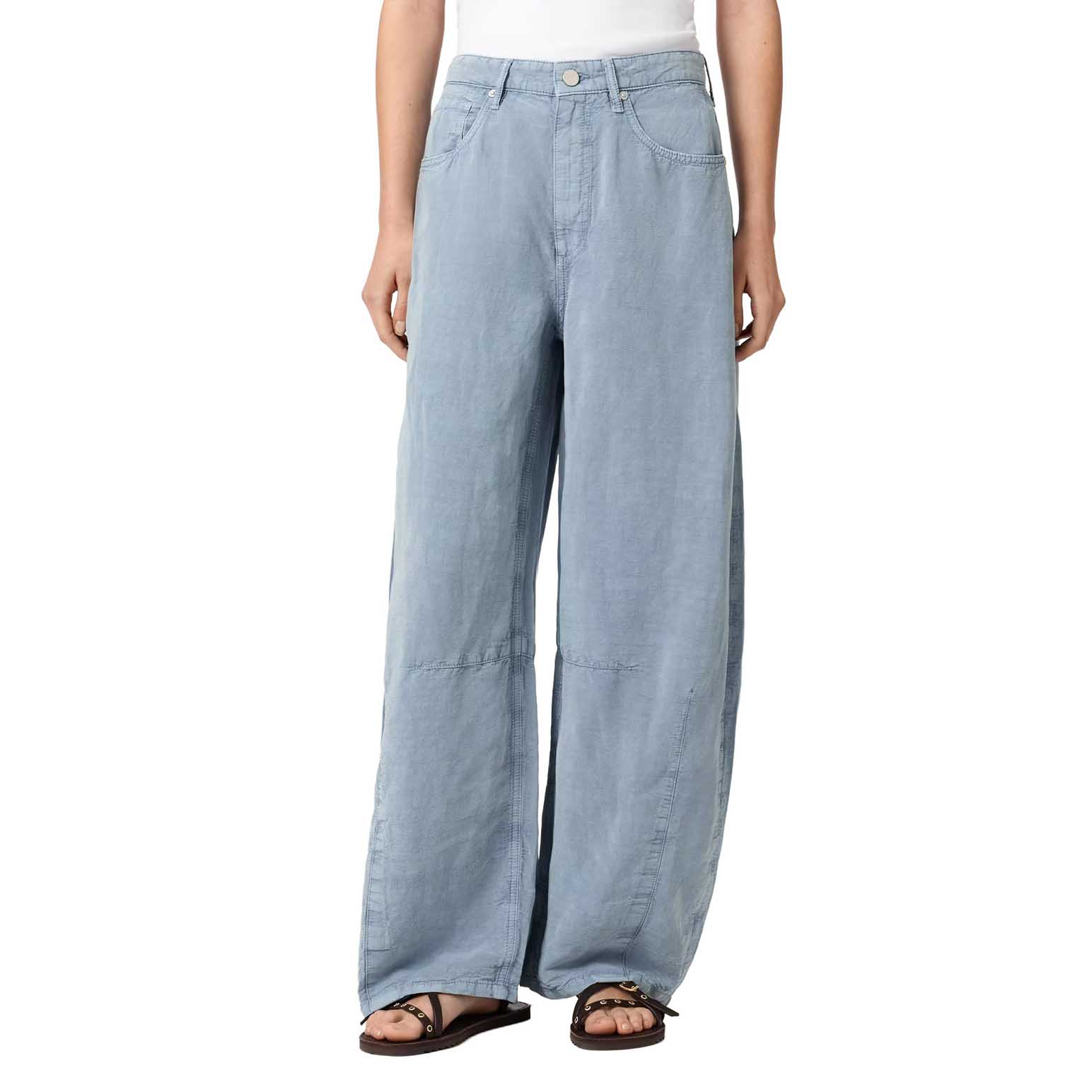 AllSaints Jett Barrel Leg Linen Blend Trousers